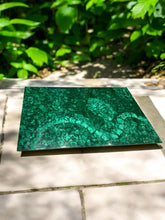Rectangular Malachite Patio Table  Glossy Green Gemstone-Inspired Outdoor Centerpiece